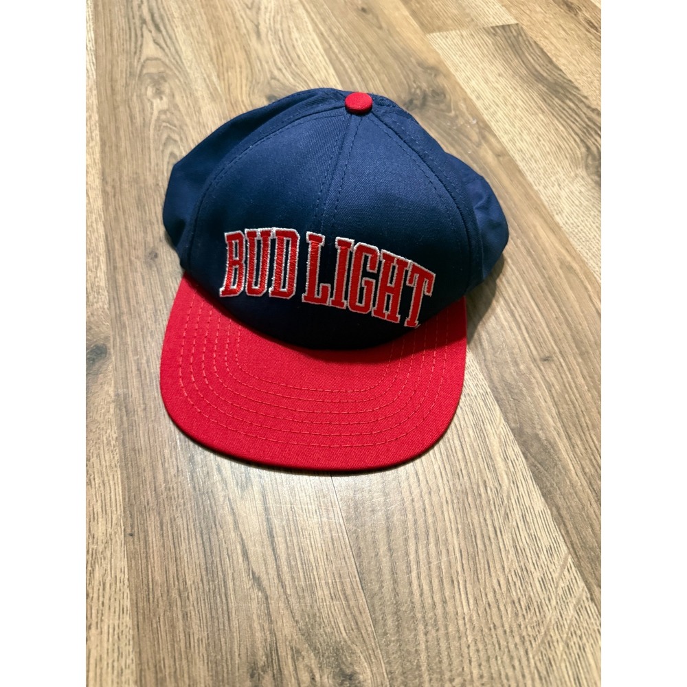 Bud Light Snapback Hat Mens OSFM Blue Red Adult Vintage USA Made Excellent